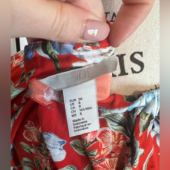 Midi Red Floral Dress - Picture 5 of 6